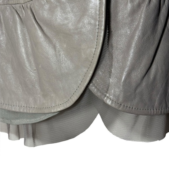 Twin Set Simona Barbieri Size small 100% Genuine Lamb Leather Beige/Gray jacket - Picture 10 of 17